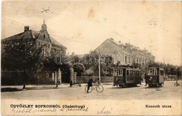 T2 1904 Sopron, Oedenburg; Kossuth Utca, Villamosok, Kerékpáros - Unclassified