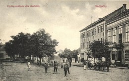 T2 1911 Szécsény, Újvilág Szálloda, Utcakép, Hintóban Fehér Fátyolos Hölgy. Glattstein Adolf Kiadása - Zonder Classificatie