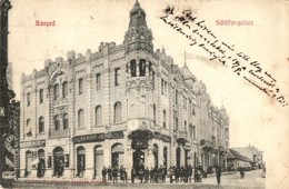 * T2/T3 1903 Szeged, Schäffer Palota, Kiss Mór és Schön Jenő üzlete, Hirdetőoszlop, Singer Varrógép Reklám. Grünwald Her - Zonder Classificatie