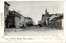 T2/T3 1902 Szeged, Kossuth Lajos Sugárút, Villamos, üzletek. Kiadja Várnay L. (EK) - Zonder Classificatie