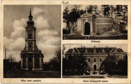 T2/T3 1932 Szob, Római Katolikus Templom, Kálvária, Lujza Leánynevelő Intézet. Kiadja Kertner Ferencné (EK) - Unclassified