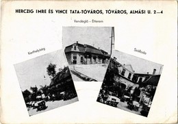 T2/T3 1938 Tata, Tata-Tóváros; Herczig Imre és Vince Vendéglője és Szállodája, étterem Kerthelyisége Pincérekkel. Almási - Unclassified