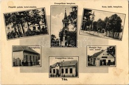 T2/T3 1935 Tés, Püspöki Palota, Evangélikus Templom és Iskola, Községháza, Római Katolikus Templom, Hangya Fogyasztási S - Unclassified