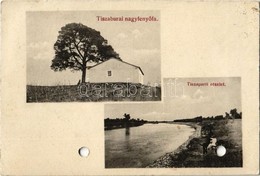 1926 Tiszabura, Tisza-parti Részlet, Tiszaburai Nagyfenyőfa. Szilágyi Arthur Műintézetéből (lyukasztott / Punched Holes) - Non Classés