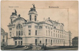 T2/T3 1915 Kolozsvár, Cluj; Nemzeti Színház. Leporellólap, Belül: Központi Egyetem, Városi Kioszk, Mátyás Király Tér, Ne - Non Classés