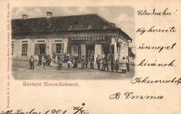 T2/T3 1901 Marosludas, Ludus; Utcakép, Kompász János üzlete. Weinrich S. Udv. Fényképész Képe Után / Street View, Shop - Sin Clasificación