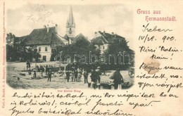 * T2/T3 1900 Nagyszeben, Hermannstadt, Sibiu; Kis Tér, Piaci árusok / Der Kleine Ring / Square, Market Vendors - Zonder Classificatie