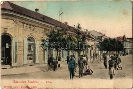 T2/T3 1907 Zilah, Zalau; Fő Tér, Terge József üzlete, Csendőr. Molnár Lajos Kiadása / Main Square, Shops, Gendarme (EB) - Unclassified