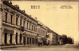 T2/T3 1914 Bród, Brod Na Savi, Slavonski Brod; Jelacicev Trg / Tér, Povischel és Kaiser, Markotic és Kisic, Ziga Reich ü - Non Classés