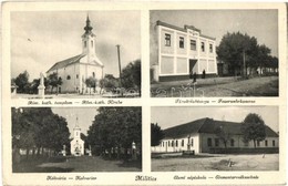 ** T2/T3 Militics, Srpski Miletic; Röm. Kath. Kirche, Feuerwehrkaserne, Kalvarien, Elementarvolksschule / Római Katoliku - Ohne Zuordnung