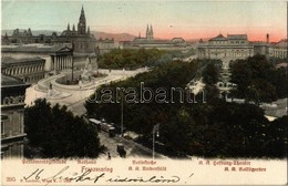 T2 1907 Vienna, Wien, Bécs I. Franzensring, Parlamentsgebaude, Rathaus, Votivkirche, Hofburg-Theater, Universitat, Volks - Zonder Classificatie