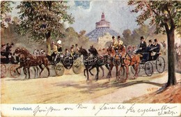 T2/T3 1911 Vienna, Wien, Bécs II. Praterfahrt / Park, Horse-drawn Carriages (worn Corners) - Zonder Classificatie