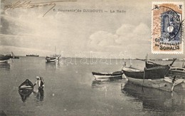 T2/T3 1917 Djibouti, La Rade / Harbour. TCV Card (crease) - Non Classés