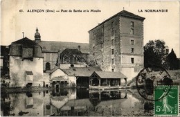 T2 Alencon, Normandie, Pont De Sarthe Et Le Moulin / Bridge, Watermill, River. TCV Card - Non Classificati