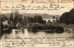 T2/T3 1904 Bourganeuf, Moulin Du Palais Et Pont Du Chemin De Fer / Watermill, Bridge, River (fl) - Unclassified