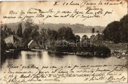 T2/T3 1904 Bourganeuf, Moulin Du Palais Et Pont Du Chemin De Fer / Watermill, Bridge, River (fl) - Ohne Zuordnung