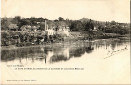 T2/T3 1904 La Réole, La Gare Du Midi, Les Bords De La Garonne Et Les Vieux Moulins / Railway Station, Riverbank, Watermi - Unclassified