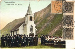 T2/T3 1932 Saetersdalen, Tveit Kirke Med Almue / Church, Peasants. TCV Card (worn Corners) - Unclassified