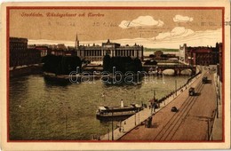 T2 1931 Stockholm, Riksdagshuset Och Norrbro / Parliament Building, Bridge, Ship, Trams - Unclassified