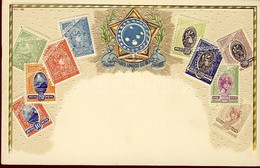 ** T2 Stamps Of Brazil, Coat Of Arms, Golden Decoration, Emb. Litho - Sin Clasificación
