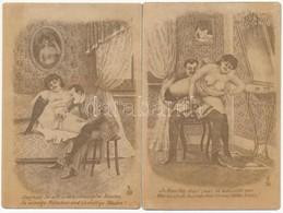 ** 2 Db RÉGI Pornográf Művész Motívumlap / 2 Pre-1945 Porno Art Motive Postcards - Non Classés