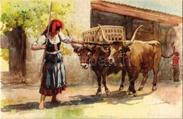 ** T1 Mulher Com Junta De Bois / Woman With Oxen, Portuguese Folklore - Sin Clasificación