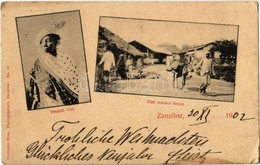 T2/T3 1902 Zanzibar, Swahili Girl, Fish Market Street, Vendors, Folklore. Coutinho Bros. Photographers No. 13. (EK) - Sin Clasificación