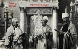 T2/T3 1910 Boldog Újévet! / Jewish New Year Greeting Postcard With Hebrew Text, Judaica - Unclassified