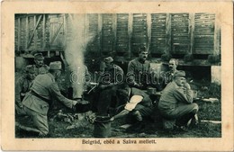 T2/T3 1917 Belgrád, Ebéd A Száva Mellett / WWI Austro-Hungarian K.u.K. Military, Lunch By The Sava River In Beograd (EB) - Unclassified