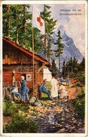 T2/T3 Hilfsplatz Mit Der Dreischusterspitze / WWI K.u.k. Military Art Postcard. Offizielle Karte Für Rotes Kreuz Kriegsf - Unclassified