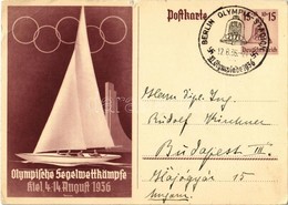 T3 1936 Olympische Segelwettkämpfe Kiel / 1936 Summer Olympics Advertisement Card, Sailing Competitions In Kiel, Swastik - Zonder Classificatie