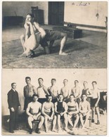 * 1920 Békéscsaba, Birkózók. Róna Károly Fényképész - 2 Db Régi Fotó Képeslap / 2 Photo Postcards Of Hungarian Wrestlers - Non Classés