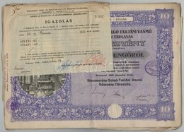 Budapest 1925. 'Rimamurány-Salgó-Tarjáni Vasmű Részvény-Társaság' Tíz Részvénye Egyenként 50P-ről, összesen 500P-ről (4x - Zonder Classificatie