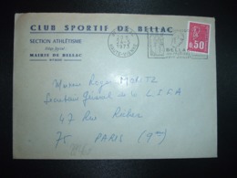 LETTRE TP M.DE BEQUET 0,50 OBL.MEC.24-5 1973 87 BELLAC HAUTE-VIENNE CLUB SPORTIF DE BELLAC ATHLETISME - Other & Unclassified