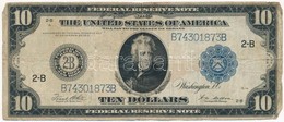Amerikai Egyesült Államok 1921-1928. (1914) 10$ 'Federal Reserve Note', 'Frank White - Andrew W. Mellon' Nagyméretű, Kék - Zonder Classificatie