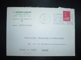 LETTRE TP M.DE BEQUET 0,50 OBL.MEC.29-6 1973 45 MONTARGIS LOIRET + SPORTS AMILLY ATHLETISME FOOTBALL - Sonstige & Ohne Zuordnung