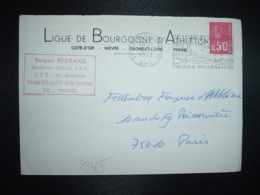 LETTRE TP M.DE BEQUET 0,50 OBL.MEC.13-6 1973 71 CHALON S/SAONE PPAL + LIGUE DE BOURGOGNE D'ATHLETISME - Altri & Non Classificati