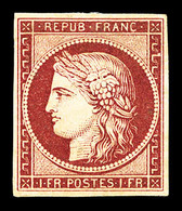 * N°6, 1F Carmin Foncé, Pelurage En Marge, Grande Fraîcheur, Très Jolie Pièce, RARE (signé Calves/certificats)   Qualité - 1849-1850 Ceres