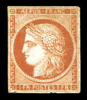(*) N°7A, 1F Vermillon Pâle 'Vervelle', Léger Défaut Dans L'angle Inférieur Gauche. Très Jolie Pièce. R.R (certificat)   - 1849-1850 Cérès