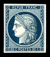 * N°8a, Non émis, 20c Bleu Foncé, RARE Et SUPERBE (signé Calves/certificats)  Qualité: *  Cote: 4200 Euros - 1849-1850 Ceres