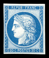 ** N°8f, Non émis, 20c Bleu Impression De 1862, Fraîcheur Postale, SUPERBE (certificat)   Qualité: ** - 1849-1850 Cérès