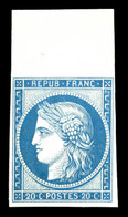 * N°8f, Non émis, 20c Bleu Impression De 1862 Bdf, Fraîcheur Postale, TTB (certificat)  Qualité: *  Cote: 800 Euros - 1849-1850 Ceres