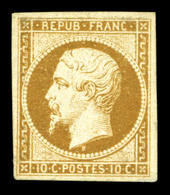 (*) N°9, 10c Bistre, Lègere Froissure En Partie Supérieure, Très Jolie Piece, Grande Fraîcheur, RARE ET SUPERBE (signé C - 1852 Luis-Napoléon