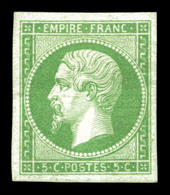 * N°12, 5c Vert, Très Frais. TTB (certificat)  Qualité: *  Cote: 1400 Euros - 1853-1860 Napoléon III.