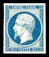 * N°14A, 20c Bleu Type I, Très Frais, TTB (certificat)  Qualité: *  Cote: 450 Euros - 1853-1860 Napoleone III