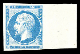 ** N°14B, 20c Bleu Type II, Bdf Latéral, Fraîcheur Postale. SUP (certificat)  Qualité: ** - 1853-1860 Napoléon III