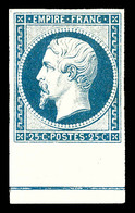 * N°15b, 25c Bleu, Bord De Feuille Avec Filet D'encadrement, Belles Marges. SUP. R.R. (signé Calves/Brun/certificat)  Qu - 1853-1860 Napoleon III