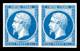 ** N°15c, 15c Bleu, Impression De 1862 En Paire, Fraîcheur Postale. SUP (certificat)  Qualité: ** - 1853-1860 Napoléon III.