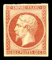 * N°17Ah, 80c Carmin, Impression De 1862. SUP (certificat)  Qualité: *  Cote: 3000 Euros - 1853-1860 Napoléon III