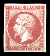 ** N°17B, 80c Rose, Fraîcheur Postale. SUPERBE. R.R (certificat)  Qualité: ** - 1853-1860 Napoleon III